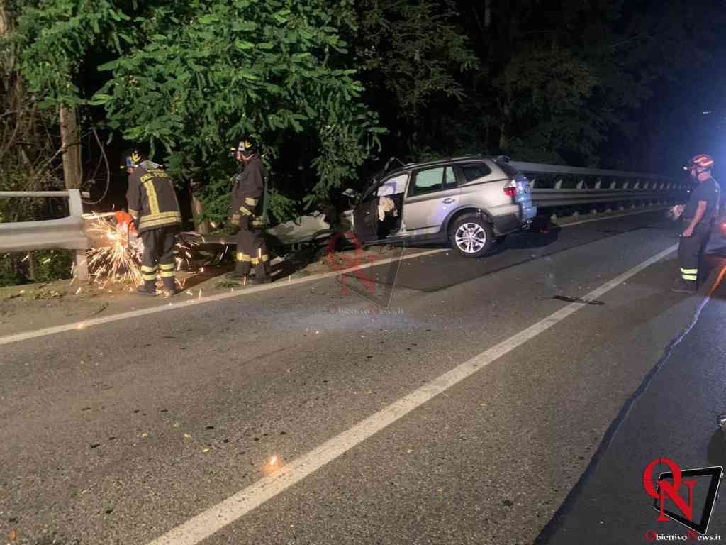 CUORGNÈ – Auto si schianta contro il guardrail in località Piova (FOTO)